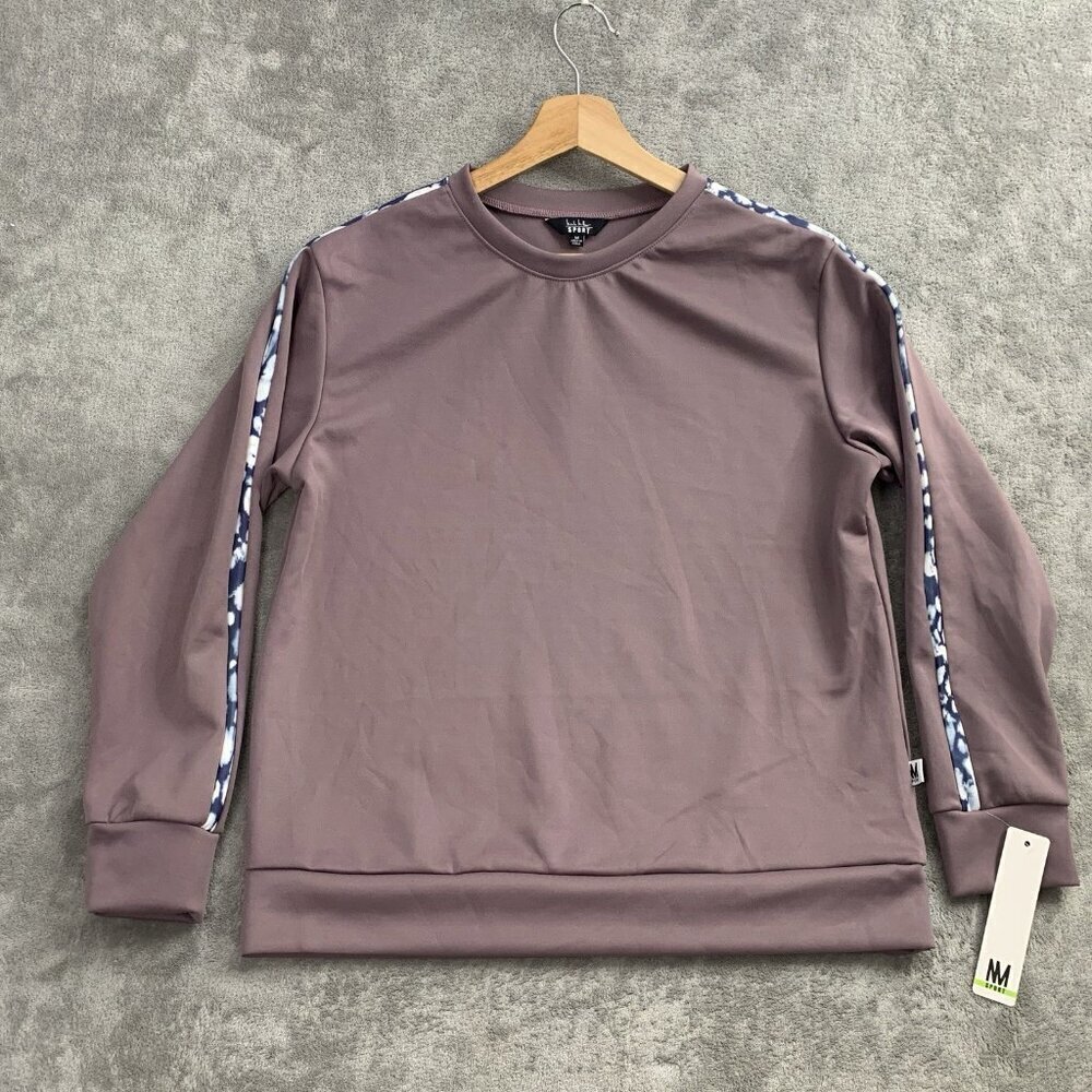 Nicole Miller Sport Sweatshirt Womens Medium Purple Long Sleeve Crewneck Top